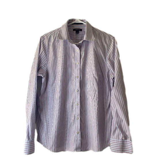 𝅺LANDS End 100% Cotton women's long sleeve no iron pinpoint Oxford shirt - Picture 1 of 5